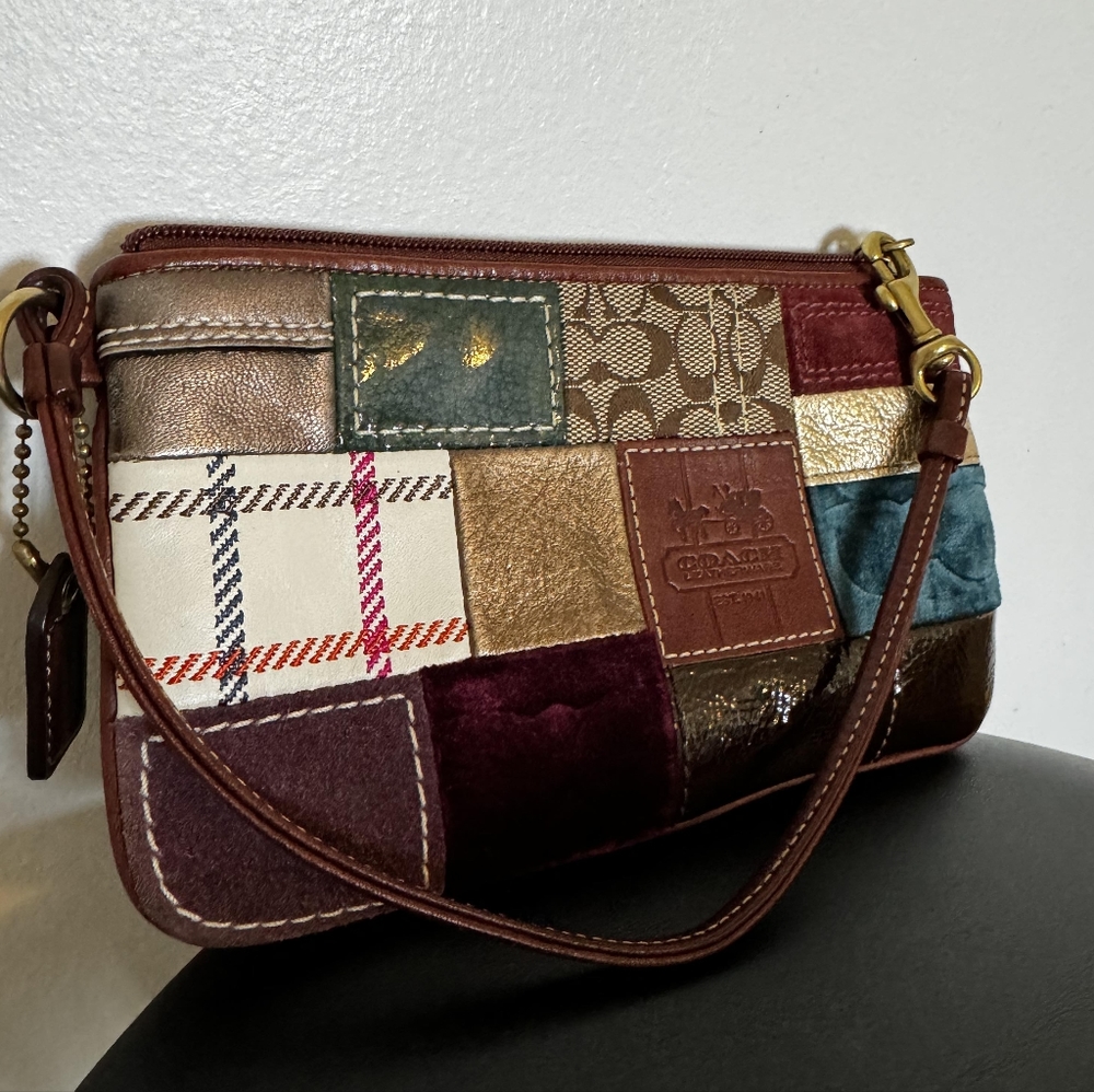 Coach Women's Holiday Bleecker Multicolor Patchwork Leather Wristlet--$35